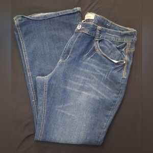 Womans Elite Jeans Boot Cut Size 16 Blue Faded Denim Stretch